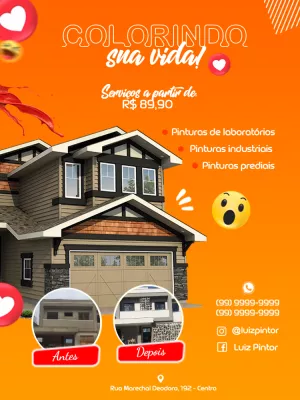 Panfleto Editável Online para Serviços de Pintura Profissional
