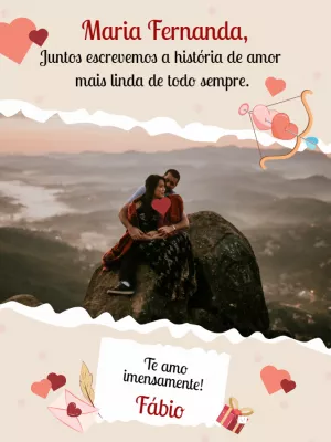 Cartão de Dia dos Namorados com Foto para Editar Online
