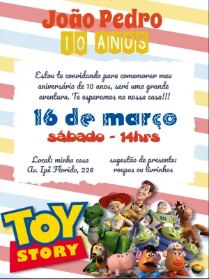 Convite de Aniversário Toy Story com Personagens para Editar