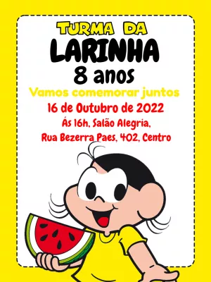 Convite de Aniversário Magali Turma da Mônica para Editar