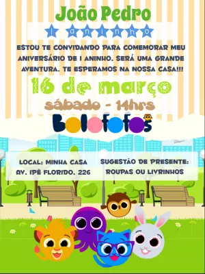 Convite Aniversário Bolofofos com Personagens para Editar
