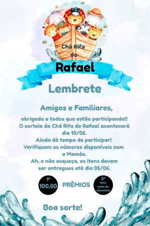 Lembrete Chá Rifa Safari com Animais para Editar Online