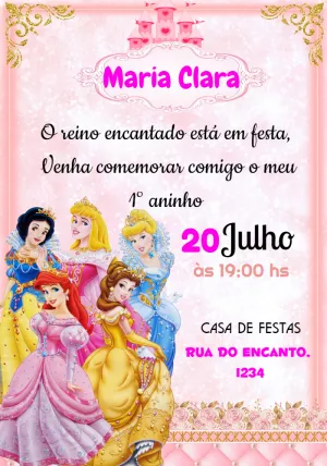 Invitación de cumpleaños Princesas – Estático – Convites Personalizados
