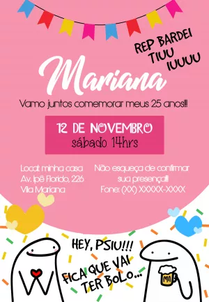 Convite de Aniversário Flork Meme para Editar Online