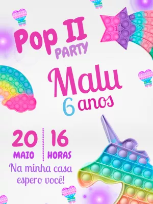 Convite Aniversário Pop It Candy Color para Editar Online