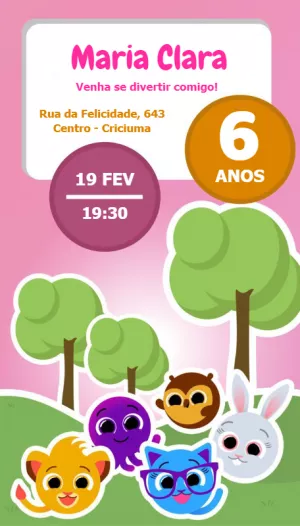Invitación de cumpleaños Bolofofos – Estático – Vanessa Costa Alves