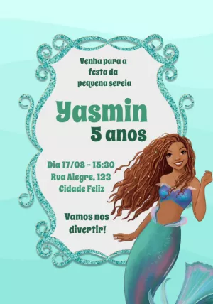 Invitación de cumpleaños La Sirenita – Estático – Alice Capistrano Roussenq