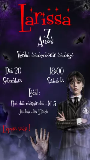 Invito di compleanno Mercoledì – Statico – Erica designer