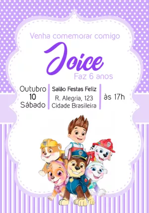 Invito di compleanno Paw Patrol – Statico – Julia B