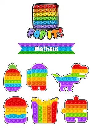 Topo de Bolo Pop It com Elementos para Editar Online