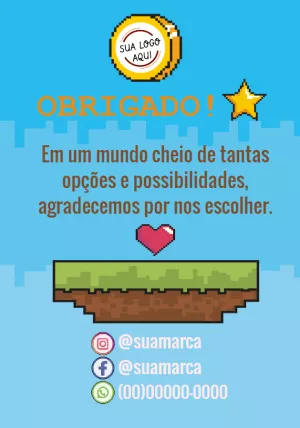Cartão de Agradecimento Gamer Pixel Art para Editar Online