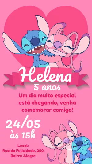 Invitación de cumpleaños Stitch – Estático – Bella Liz Convites