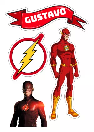 Topo de Bolo The Flash com Personagens para Editar Online