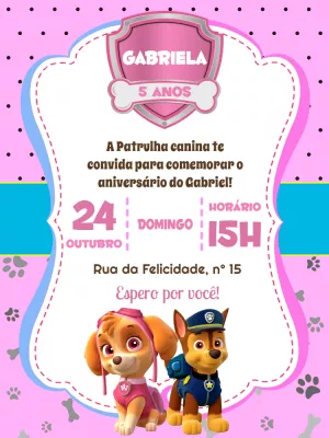 Invito di compleanno Paw Patrol – Statico – Pedro Henrique