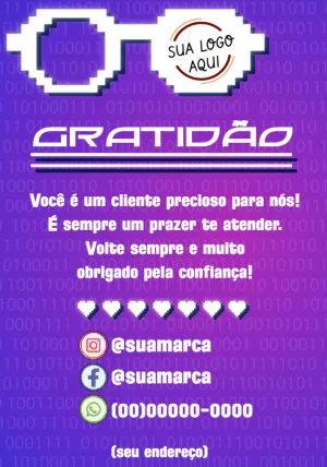 Cartão de Agradecimento Geek com Pixel Art para Editar Online