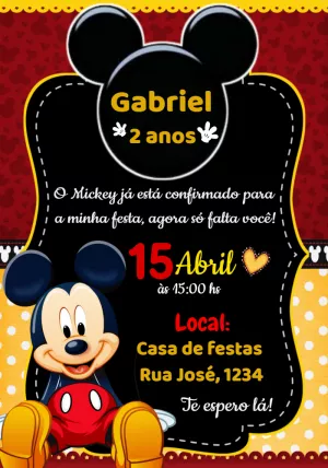 Mickey Mouse Birthday Invitation – Static – Convites Personalizados
