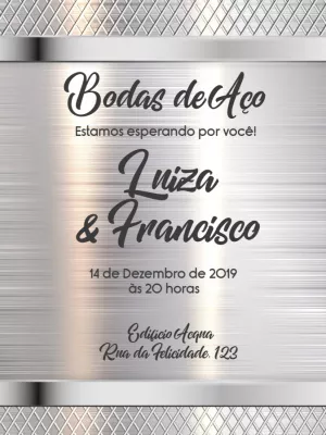Convite Bodas de Aço Elegante para Editar Online