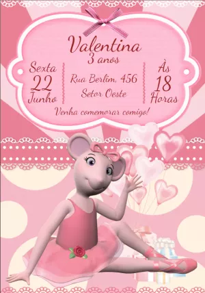 Convite de Aniversário Angelina Bailarina para Editar Online