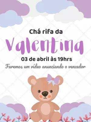 Convite Chá Rifa Ursinha para Editar Online
