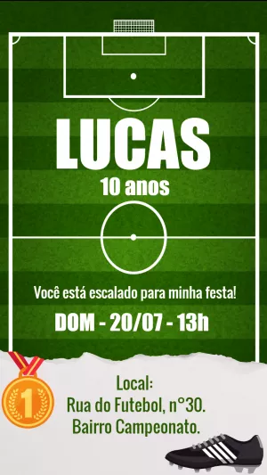 Convite de Aniversário Futebol Editável para Personalizar Online