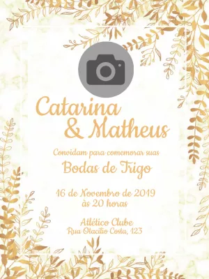 Convite Bodas de Trigo com Foto para Editar Online