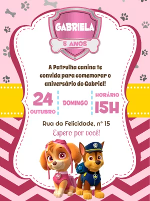 Invito di compleanno Paw Patrol – Statico – Pedro Henrique