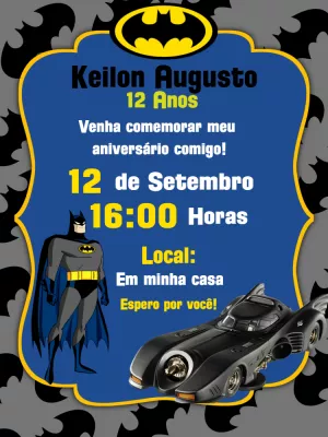Convite de Aniversário Batman para Editar Online