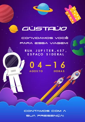 Invito di compleanno Astronauta – Statico – Tay
