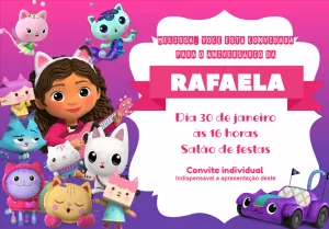 Convite Aniversário A Casa Mágica da Gabby para Editar Online