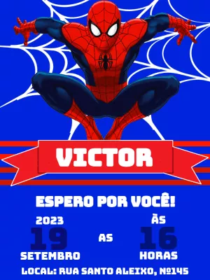 Convite de Aniversário Homem Aranha para Editar Online