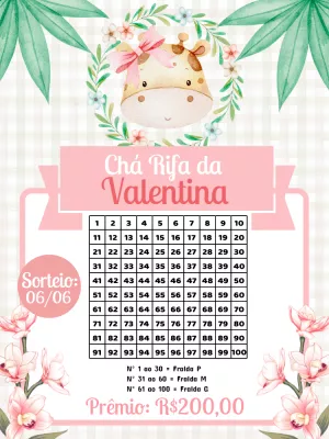 Chá Rifa de Fraldas Girafinha Editável Online