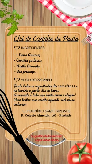 Convite Chá de Cozinha Receita Divertida para Editar Online