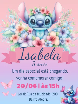 Invitación de cumpleaños Stitch – Estático – Gley Leobas