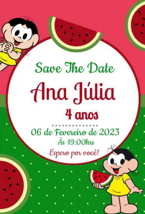 Invitation d'anniversaire Turma da Mônica – Statique – Vanessa Costa Alves