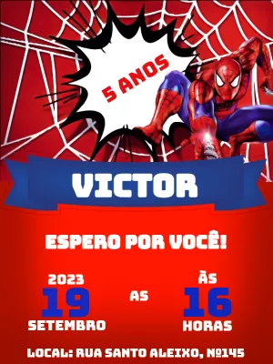 Convite Aniversário Homem Aranha para Editar Online