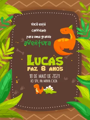 Invitación de cumpleaños Dinosaurio – Estático – Querido Convite