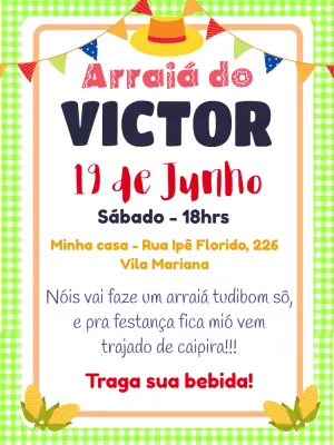 Convite de Aniversário Festa Junina para Editar Online