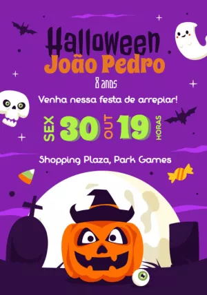 Convite Aniversário Halloween Assustador para Editar Online