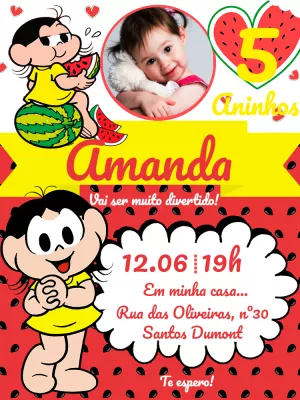 Convite de Aniversário Magali com Foto para Editar Online