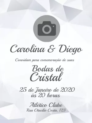 Convite Bodas de Cristal com Foto para Editar Online