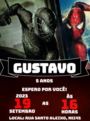Convite de Aniversário Homem-Aranha para Editar Online
