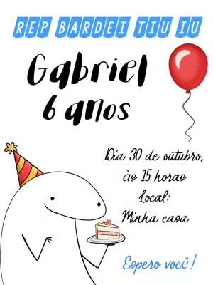Convite de Aniversário Flork Bentô para Editar Online
