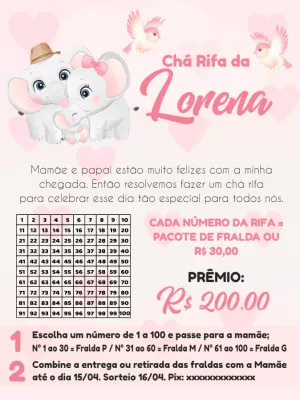 Chá Rifa Elefantinhos Fofos para Editar Online