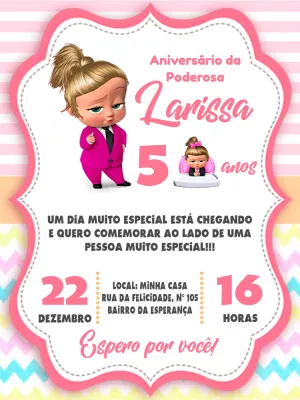 Convite de Aniversário Poderosa Chefinha para Editar Online