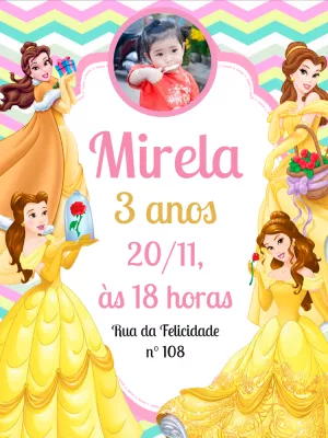 Invitación de cumpleaños Princesas – Estático – Pedro Henrique