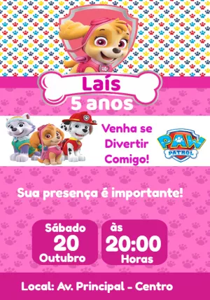 Invito di compleanno Paw Patrol – Statico – Convites Personalizados