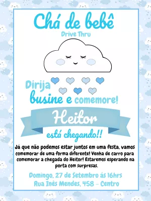 Convite Chá de Bebê Drive Thru Chuva de Amor para Editar
