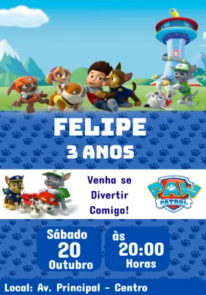 Invito di compleanno Paw Patrol – Statico – Convites Personalizados
