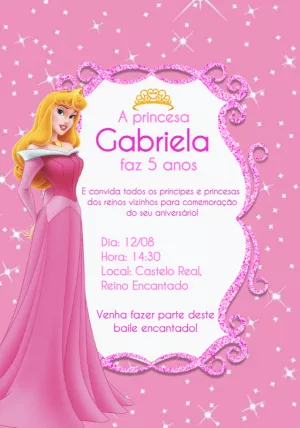 Convite Aniversário Princesa Bela Adormecida para Editar Online