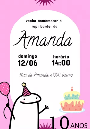 Convite de Aniversário Flork Meme para Editar Online